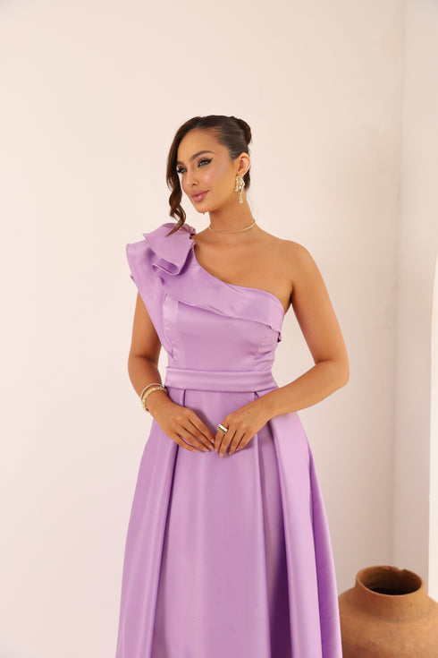 VESTIDO LISO UM OMBRO SÓ BABADO VESTIDO DE FESTA PETRA FINA